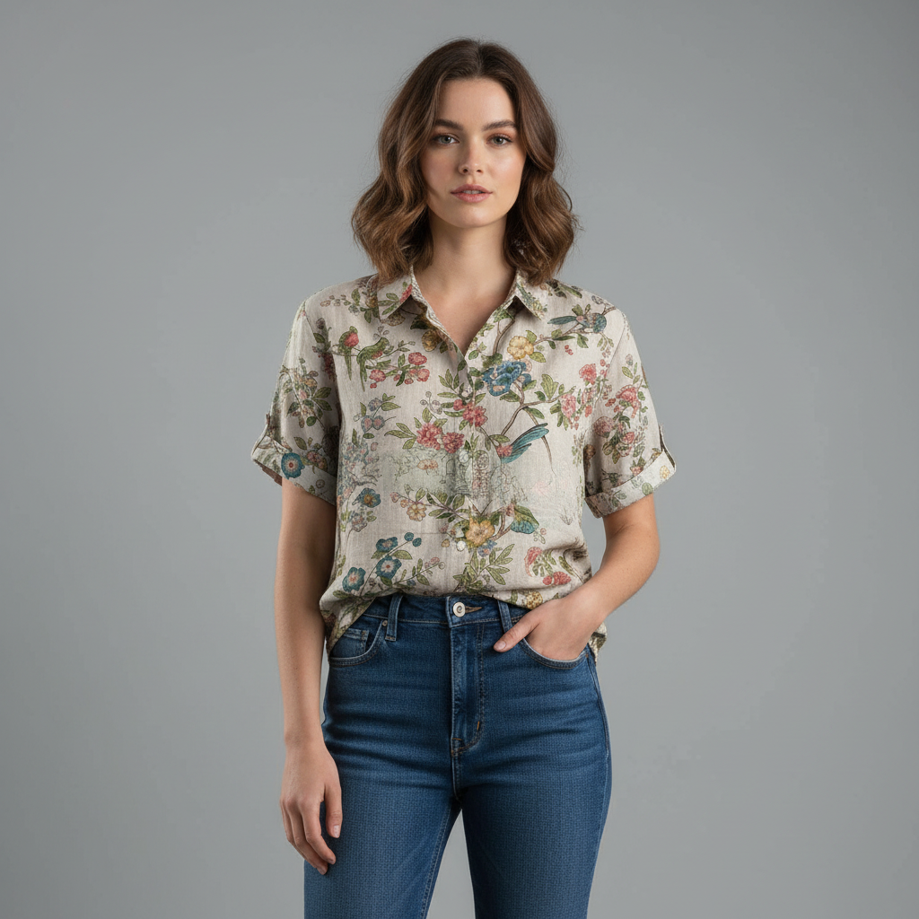 Chemisier Floral Vintage Chic | Blouse Femme Décontractée 1