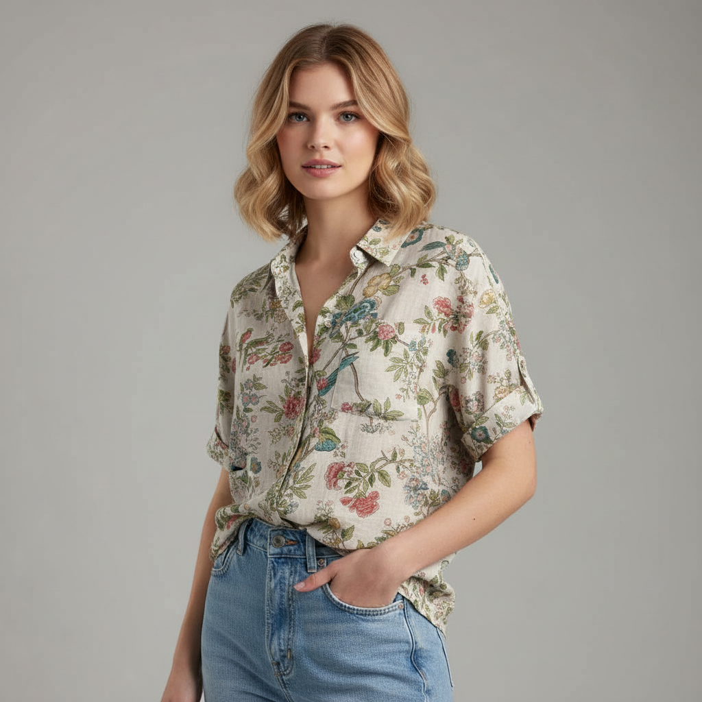 Chemisier Floral Vintage Chic | Blouse Femme Décontractée 2