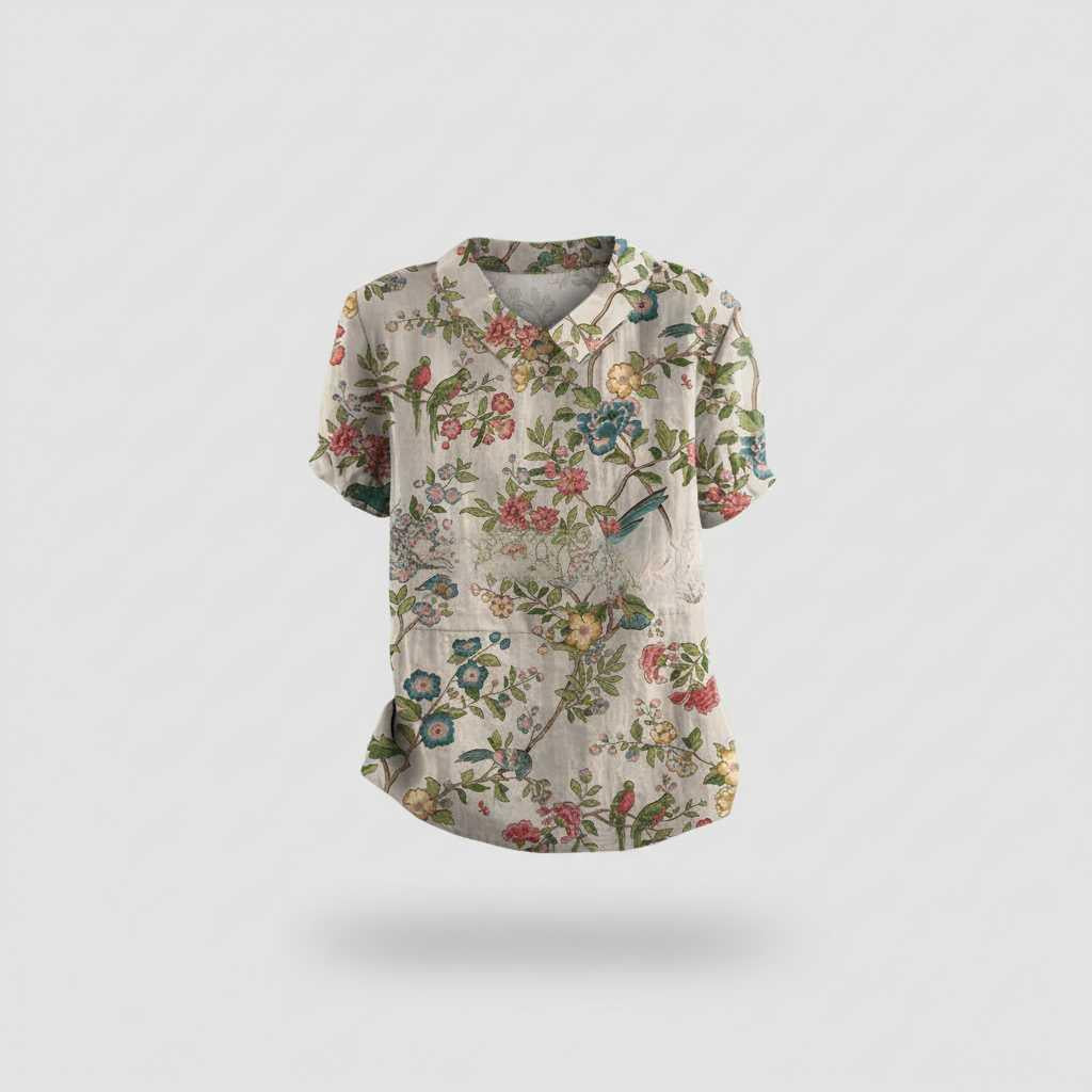 Chemisier Floral Vintage Chic | Blouse Femme Décontractée 5
