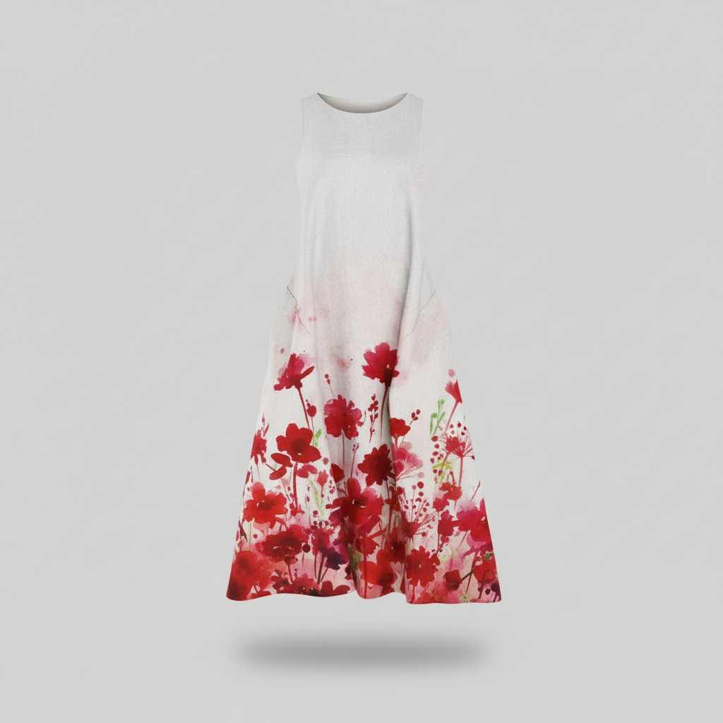Robe D'Été Fleurie Midi Trapèze | Robe D'Été Femme 3