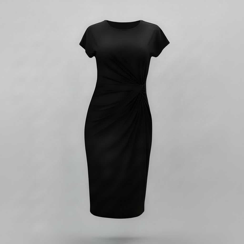 Robe Midi Élégante Manches Courtes | Robe Professionnelle Femme 0