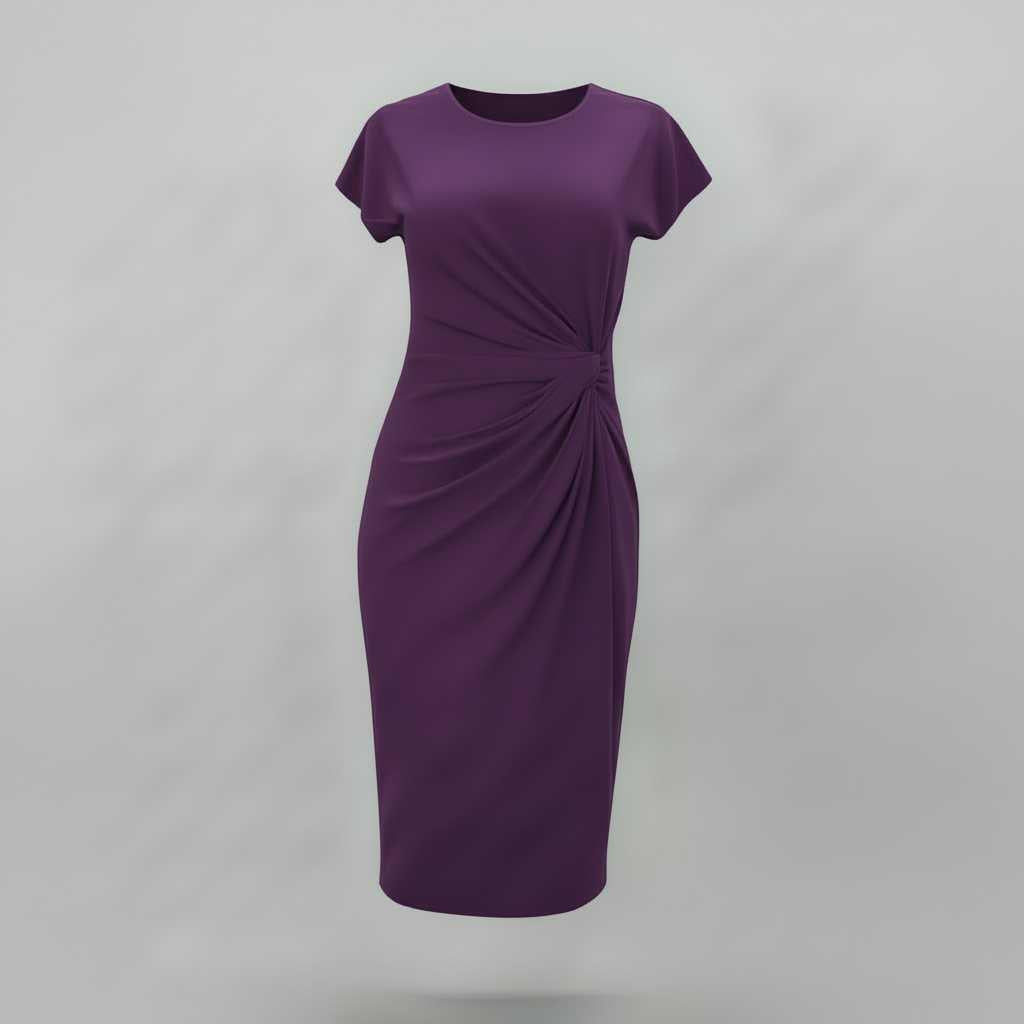 Robe Midi Élégante Manches Courtes | Robe Professionnelle Femme 3