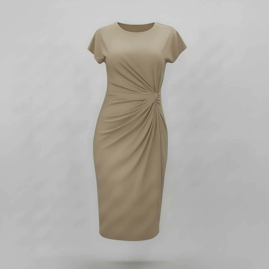 Robe Midi Élégante Manches Courtes | Robe Professionnelle Femme 4