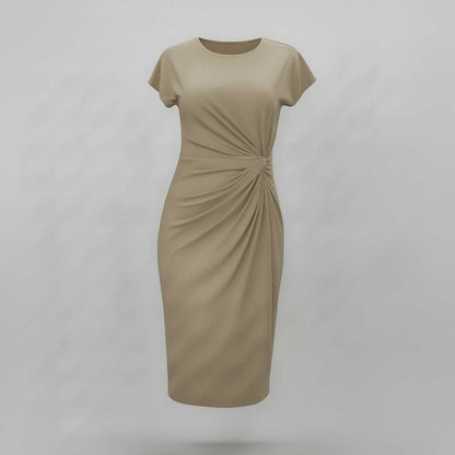 Robe Midi Élégante Manches Courtes | Robe Professionnelle Femme 4