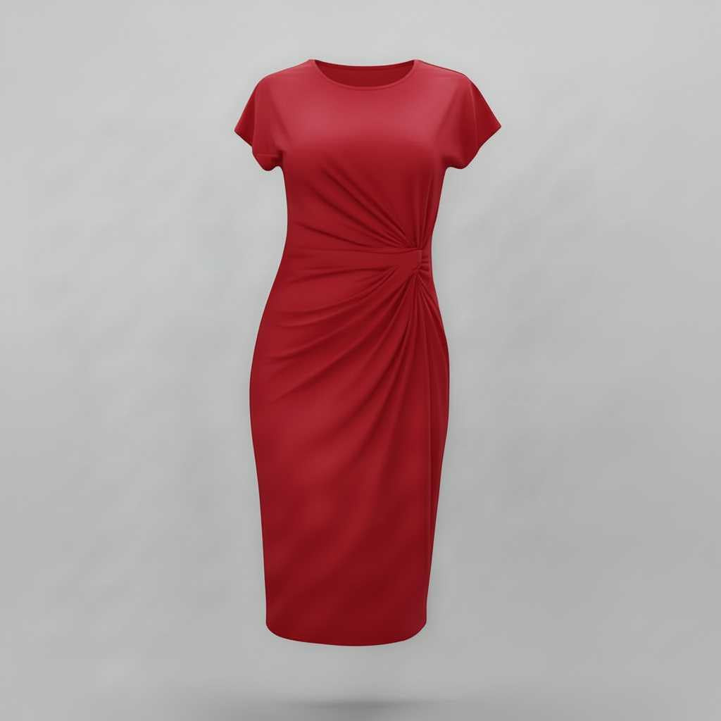Robe Midi Élégante Manches Courtes | Robe Professionnelle Femme 5