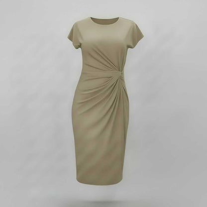 Robe Midi Élégante Manches Courtes | Robe Professionnelle Femme 7