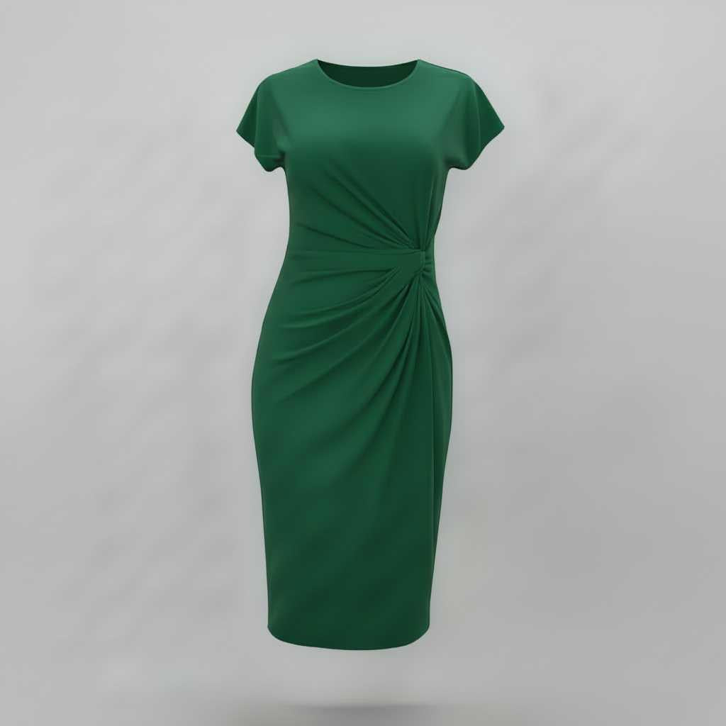 Robe Midi Élégante Manches Courtes | Robe Professionnelle Femme 8