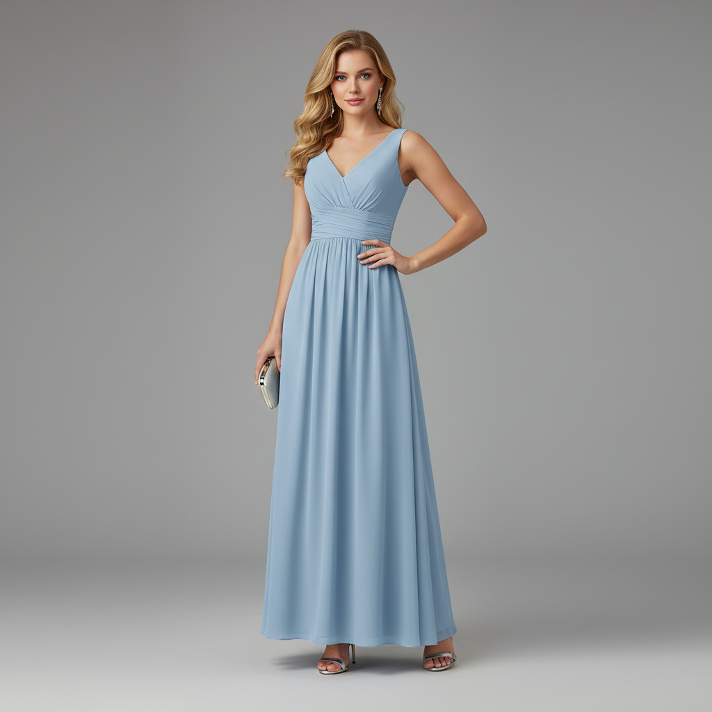 Robe d'Été Longue Femme Col en V | Élégante Robe Maxi 1