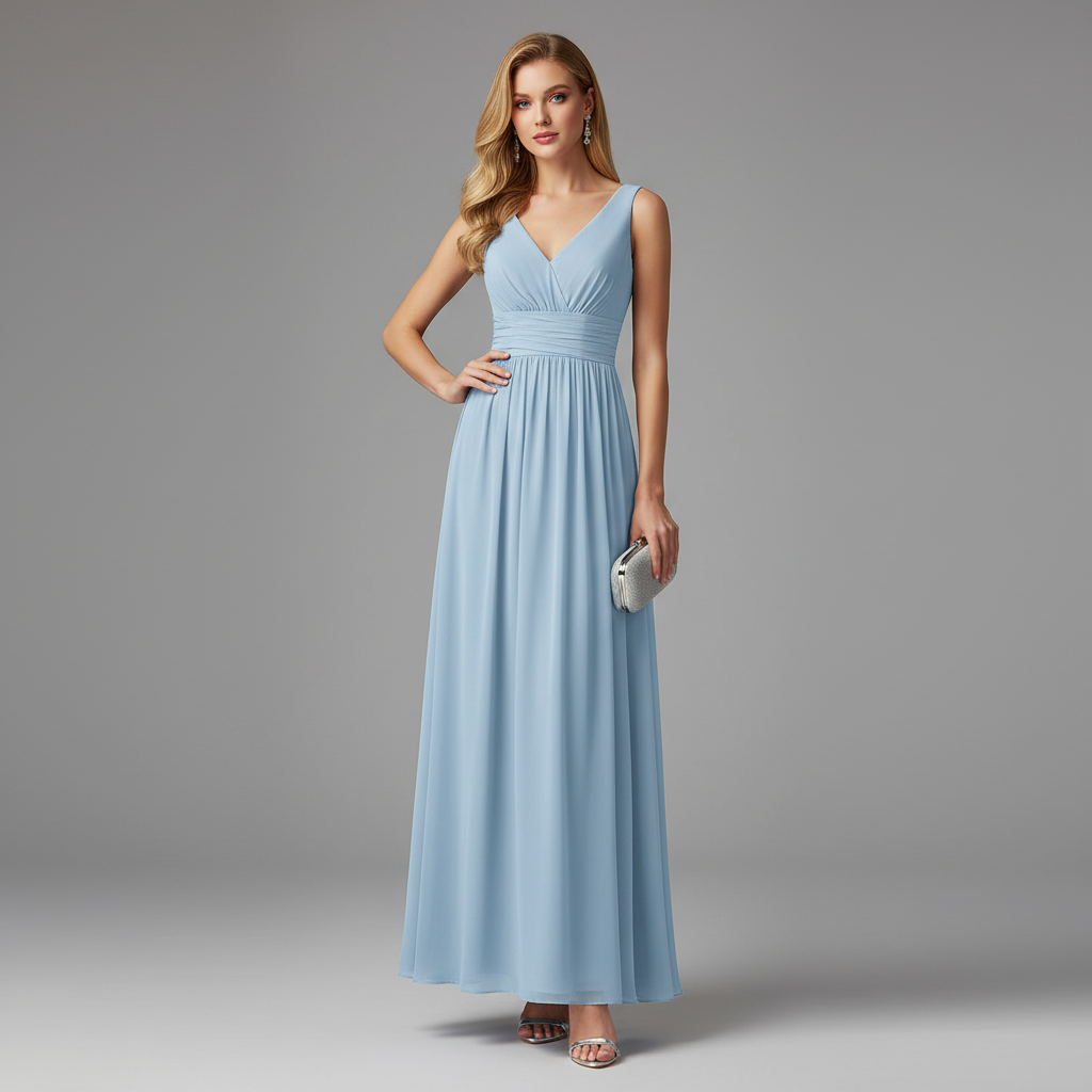 Robe d'Été Longue Femme Col en V | Élégante Robe Maxi 2